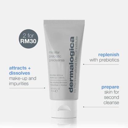 micellar prebiotic precleanse 15ml (worth RM35) attracts + dissolves make-up and impurities